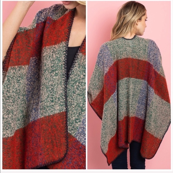 NEW‼️BRICK GREEN PONCHO - top - Picture 2 of 2